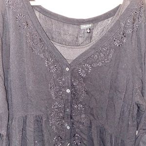Torrid Black Embroidered Buttoned Dress 2X